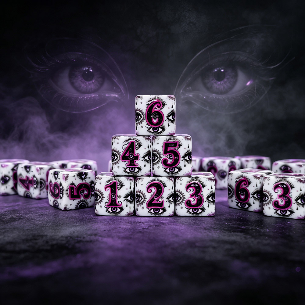 Board Game Vintage - 12Pcs 16MM D6 Acrylic Printed Dice