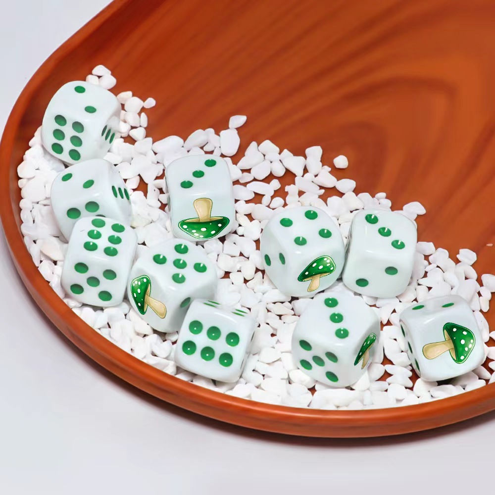 6Pcs Cute Green Mushroom D6 Di - Board Game Night 评论和价格