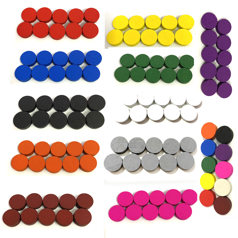 50pieces 15*5MM 11 Colors Wood - Game Token Counter 评论和价格