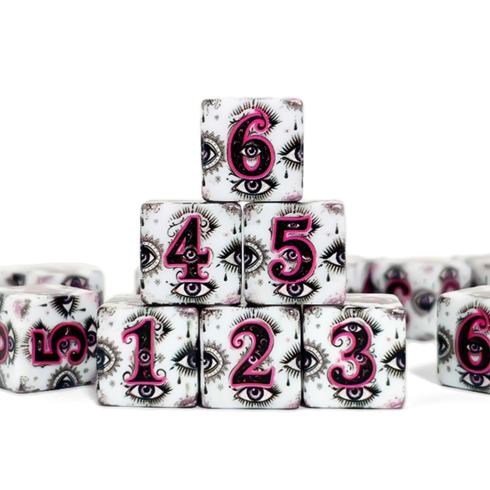 12Pcs 16MM D6 Acrylic Printed  - Board Game Vintage 评论和价格